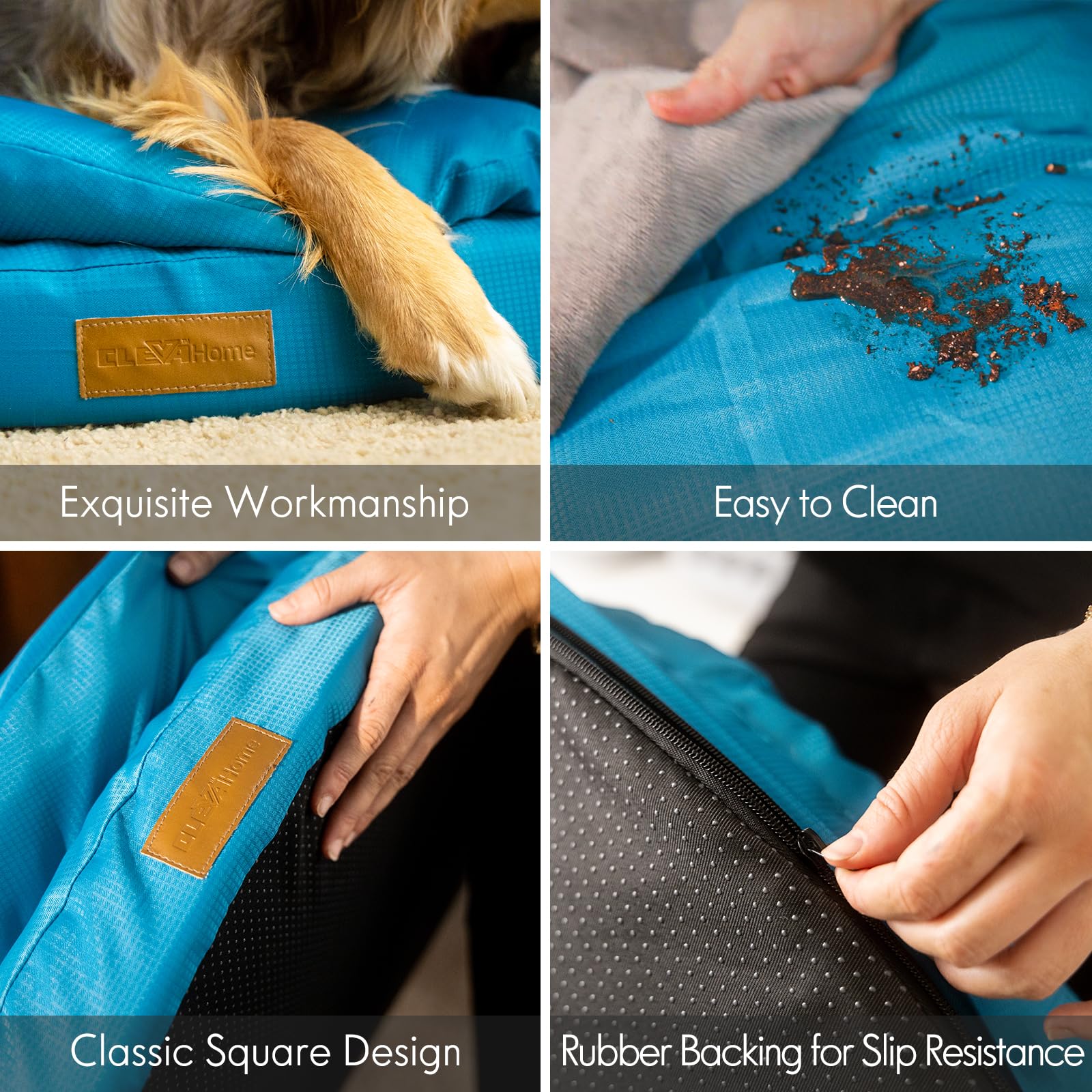 ClevaHome Cama Ortopédica para Perros, Cama Redonda de Doble Capa con Tejido Repelente al Agua, Base Antideslizante y Funda Lavable a Máquina (Azul Pizarra, XL)