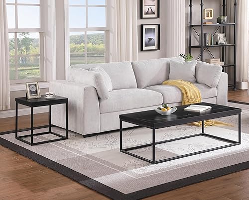 Miniatura 30 de CENSI Mesa auxiliar cuadrada moderna, mesa auxiliar de 18 pulgadas para sala de estar, parte superior de madera extra gruesa de 1.6 pulgadas y marco