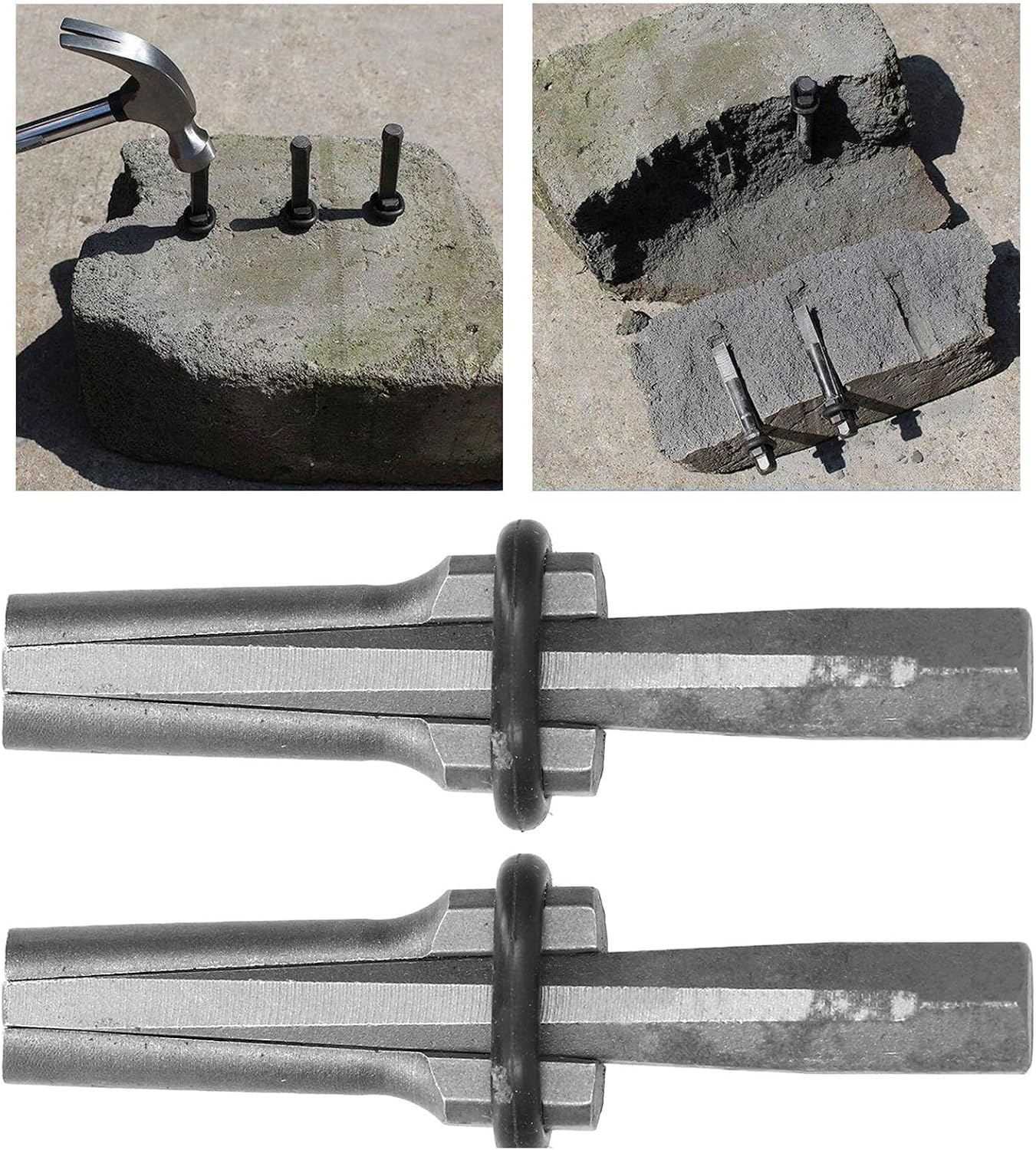 HOZEON 10 PCS 9/16 Inch Wedge and Feather Shims, Heavy Duty Rock Stone Splitting Hand Tools for Granite, Concrete, Marble