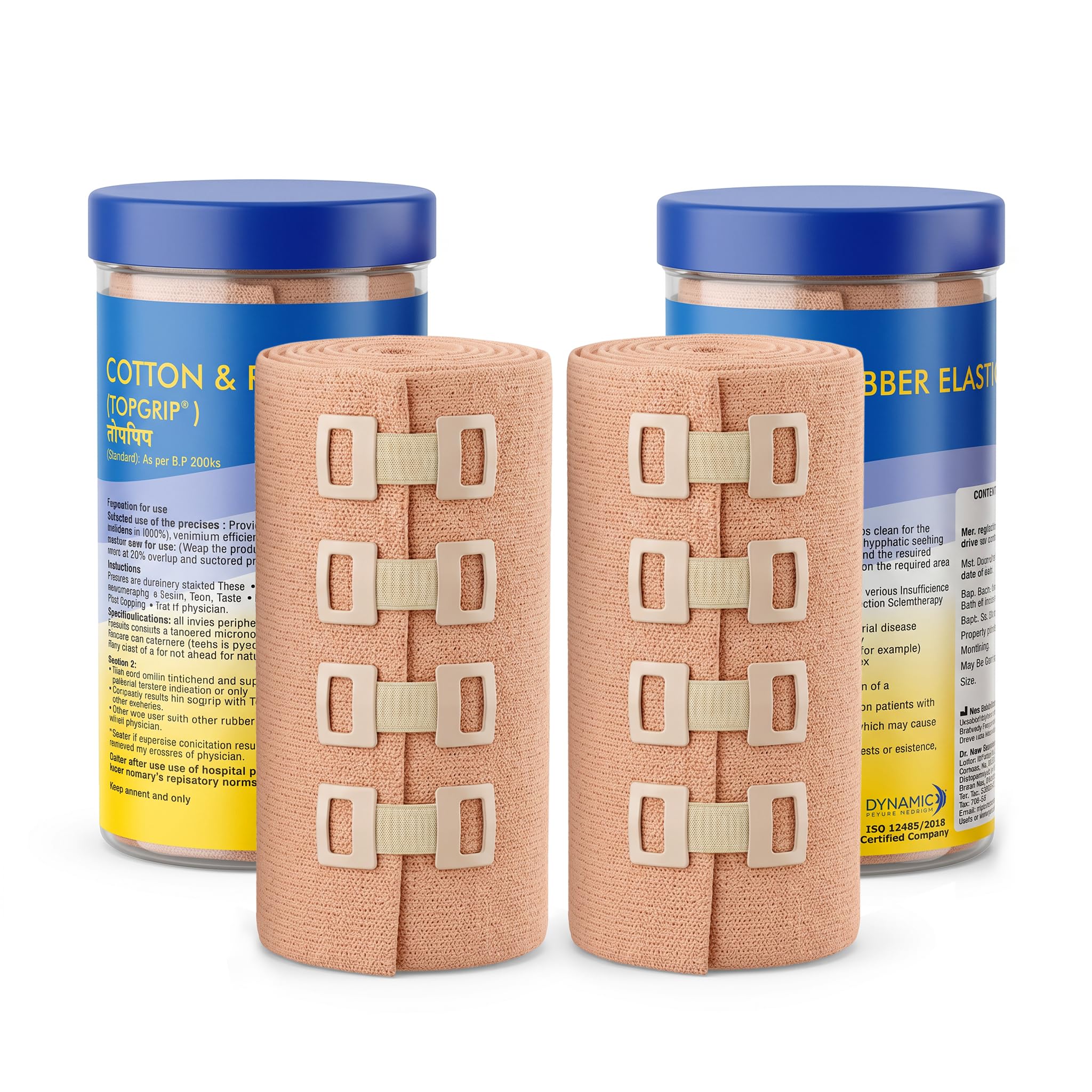 Top Grip Cotton & Rubber Elastic Bandage 10 cm x 4 m Stretch Length Pack of 2 | High Compression Crepe Bandage for Sprains, Strains, Sports Injuries, Swelling Relief, Joint Support & Dressing Retention