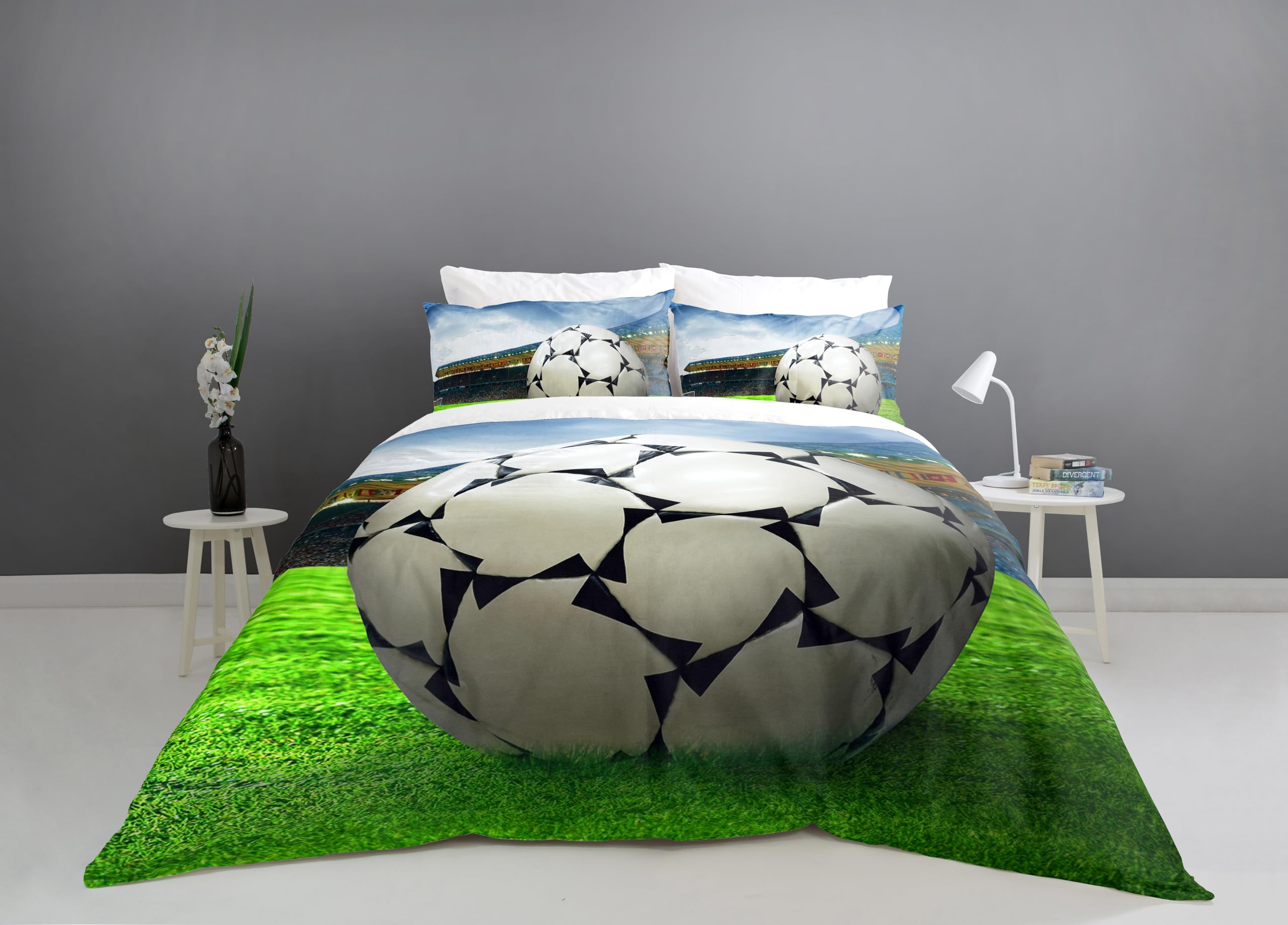 Adam Home 3D Digital Printed Football Duvet Cover Set With Pillowcases Home Bedroom Décor Microfiber Double Bedding Set Made in UK |Football Style Table