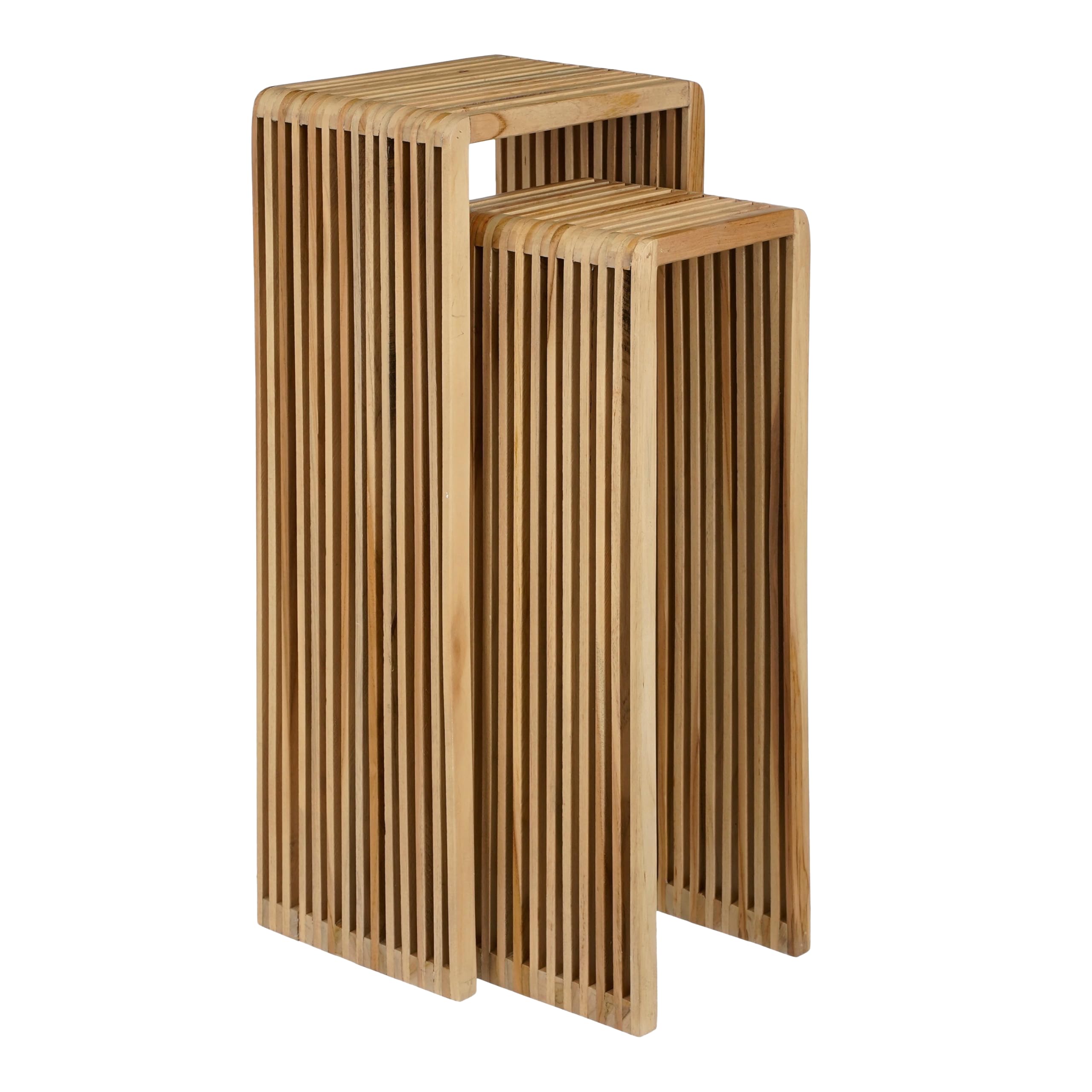 MICA Decorations Yonker Table des Plantes Lot de 2 L35 x l25 x H80 cm Bois recyclé Marron