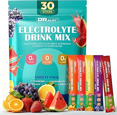 Juicy Splash 30 Packs Sugar Free Electrolytes Powder w/Natural Flavor, Liquid Daily IV Recharge+Tech. Mix 5 Electrolyte for Balance, Raw Seasalt Hydration Packets for GF, Vegan, Non-GMO, Keto