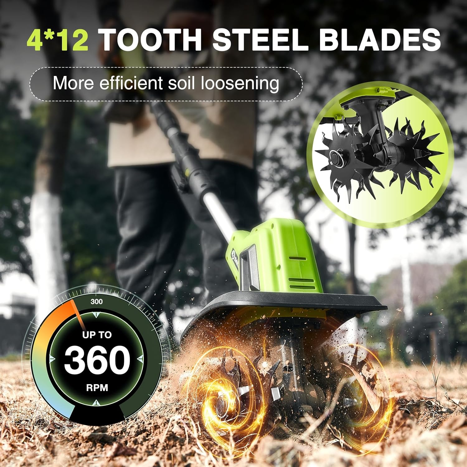 Saker Combo: 6 - Inch Upgraded Mini Cordless Chainsaw Blue + 22V Cordless Electric Garden Tiller Cultivator - Your Ultimate Gardening Set