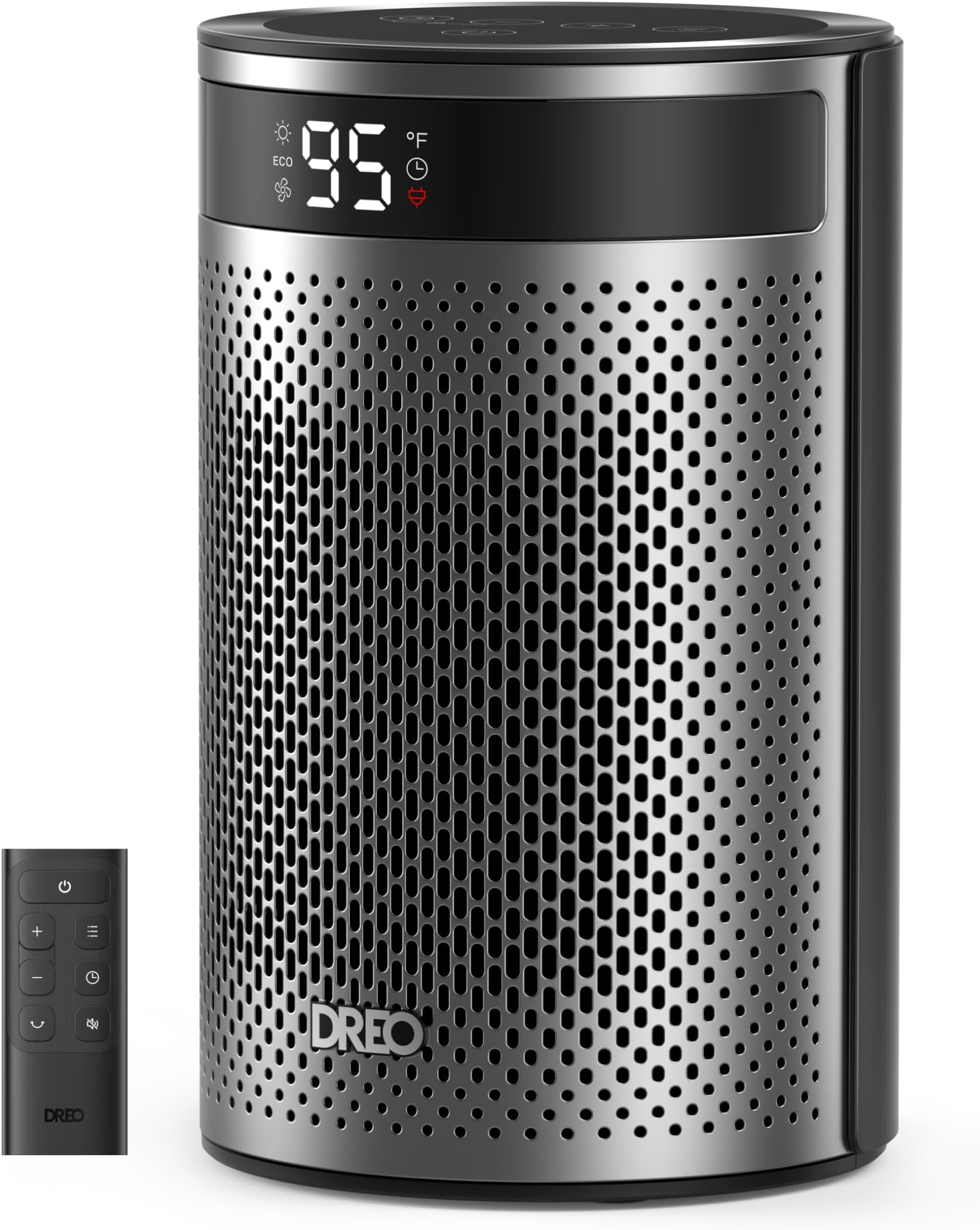 DREO Space Heaters for Indoor Use, Portable Heater with Thermostat, 1-12H Timer, Remote, Eco Mode, 1500W PTC Ceramic Fast Safety Heater for Office Bedroom