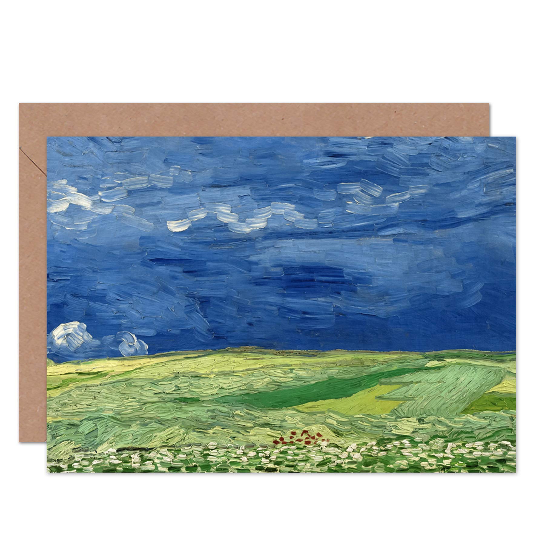 Artery8 Wheatfield Under Thunderclouds Van Gogh Painting Fine Art Greeting Card Plus Envelope Blank Inside
