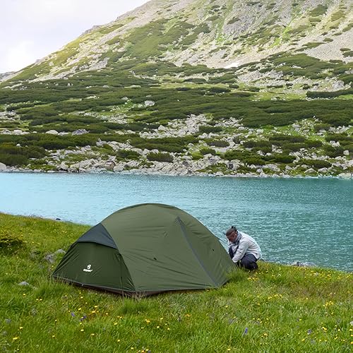 Miniatura 7 de Bessport Tienda de campaña para 2-3 personas, tienda de campaña ligera para mochileros, impermeable, resistente al viento, dos puertas, fácil