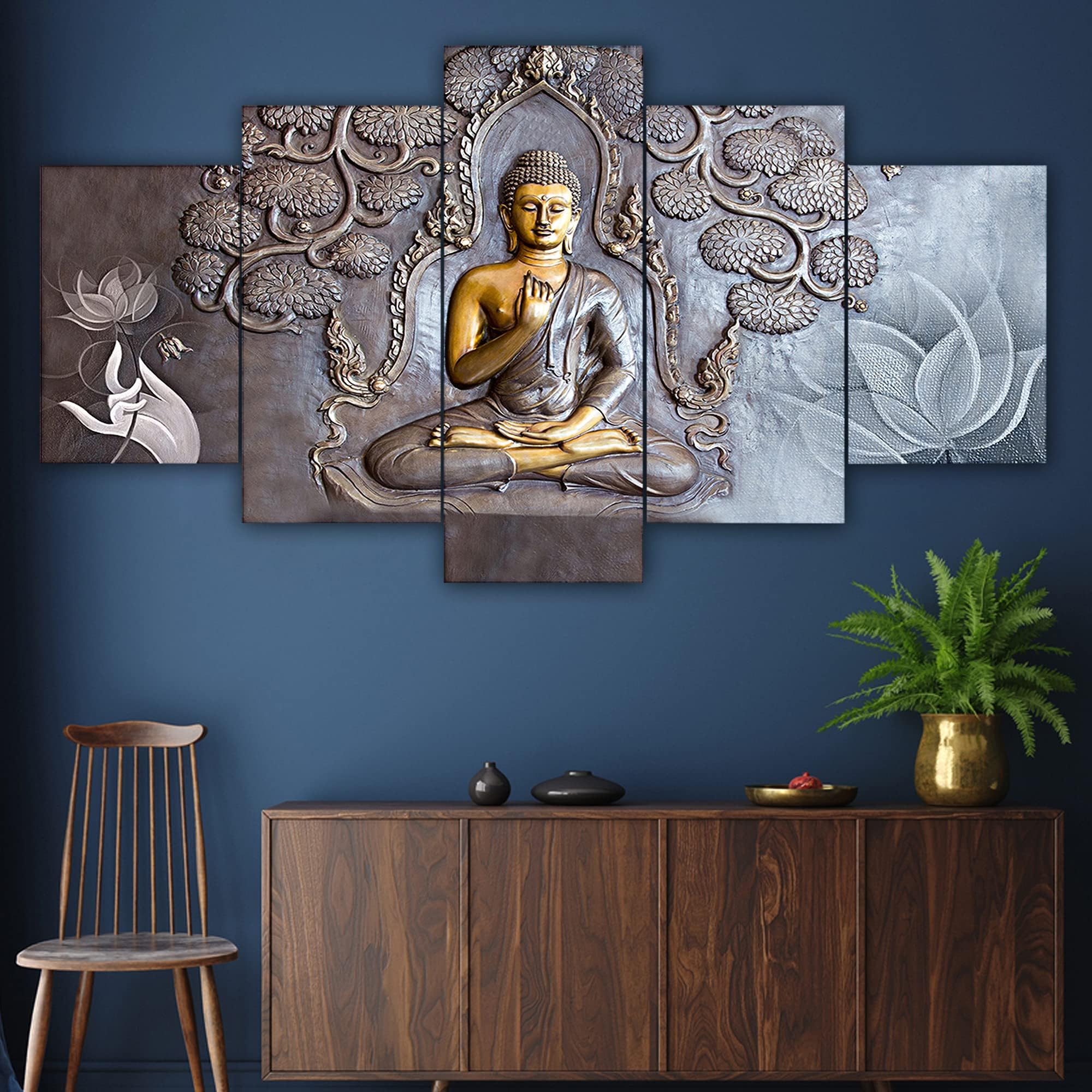Saumic Craft Set Of 5 Wall Painting With Frame For Home Decoration, Living Room, Spa, Office, Hotel Big Size Wall Decor With A Surprise Present Inside (125 X 60 CM) c245b4