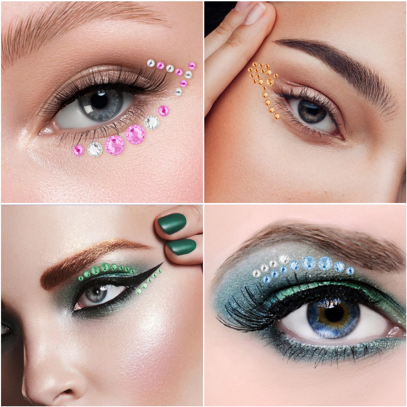 Lot De 1024 Strass Autocollants Pour Visage - Paillettes Acrylique 2-6 Mm, 8 Couleurs, Pour Fêtes Et Maquillage
