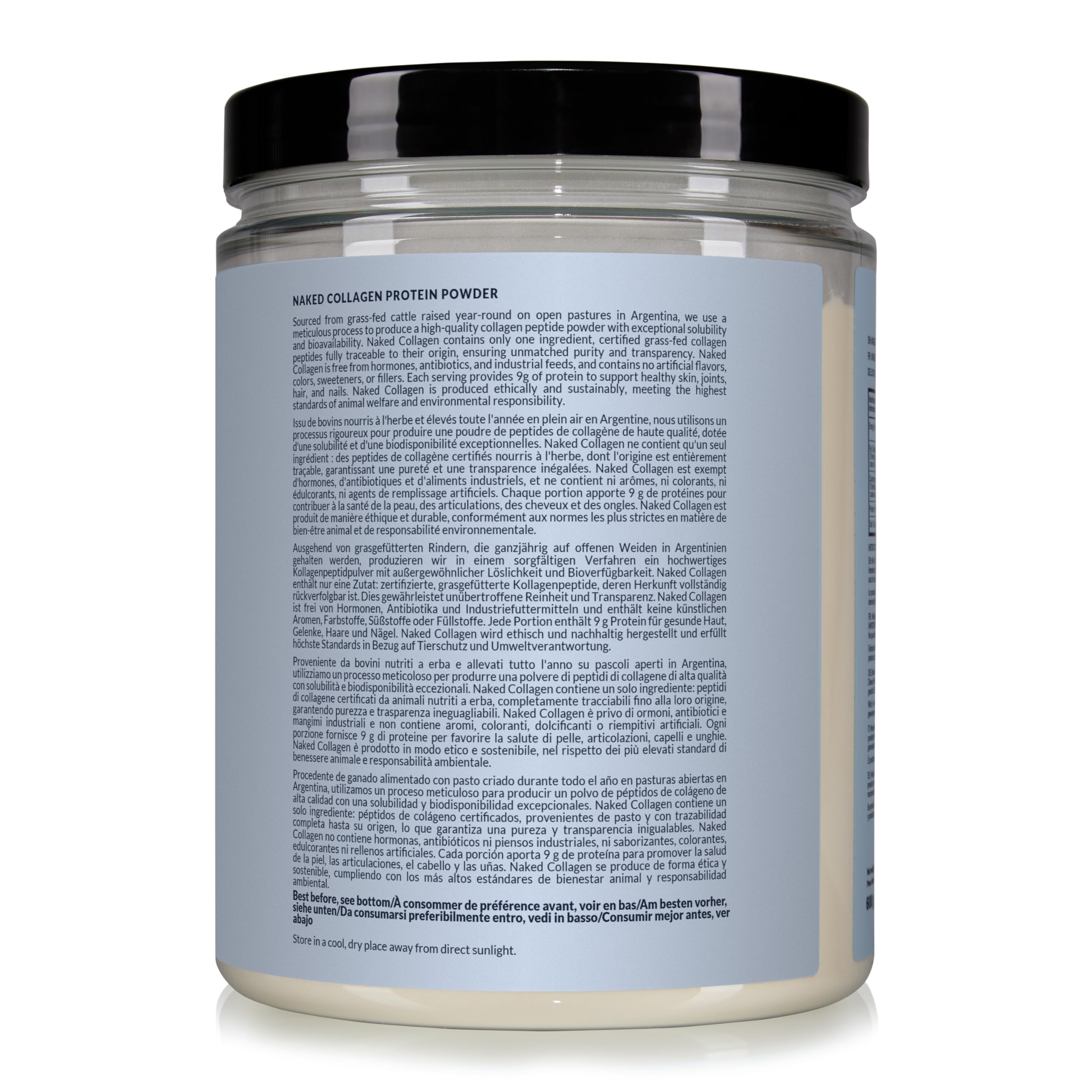 Poudre de peptides de collagène NAKED – 63 doses – Collagène hydrolysé issu de bovins élevés en pâturage et nourris à l’herbe – Sans goût – Compatible Paléo – Sans OGM – Keto – Sans gluten – 600 g