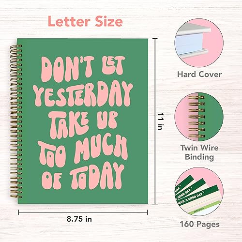 Miniatura 2 de THiNKABLE Agenda diaria sin fecha de 8.5 x 11 pulgadas, lindo cuaderno rosa y verde, lista de tareas pendientes grande, agenda en espiral de tapa