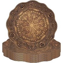 Benvo 13 Inch Charger Plates Set of 12 - Elegant Reusable Dinner Charger Plates for Weddings, Parties, Holiday Table Decor - Bulk Service Plate Underplates Antique Gold A Antique Bronze B