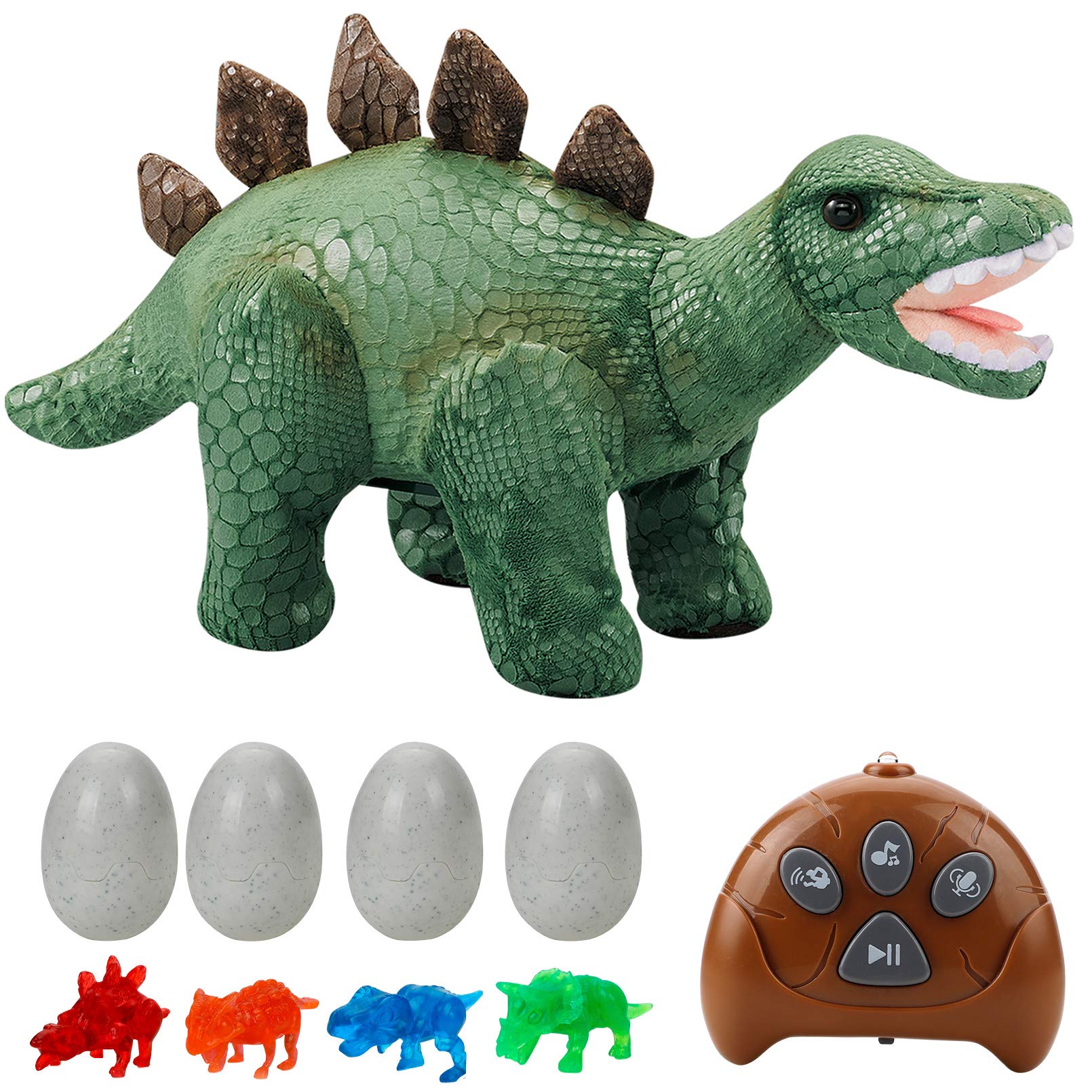 Remote Control Dinosaur Toy for Girls, 2 Years up Toddlers Kids Toys, Dinosaur with Roar, Repeat, Sing, Walk, Plush Stegosaurus with Dinosaur Eggs, Gifts for Girls, Boys.