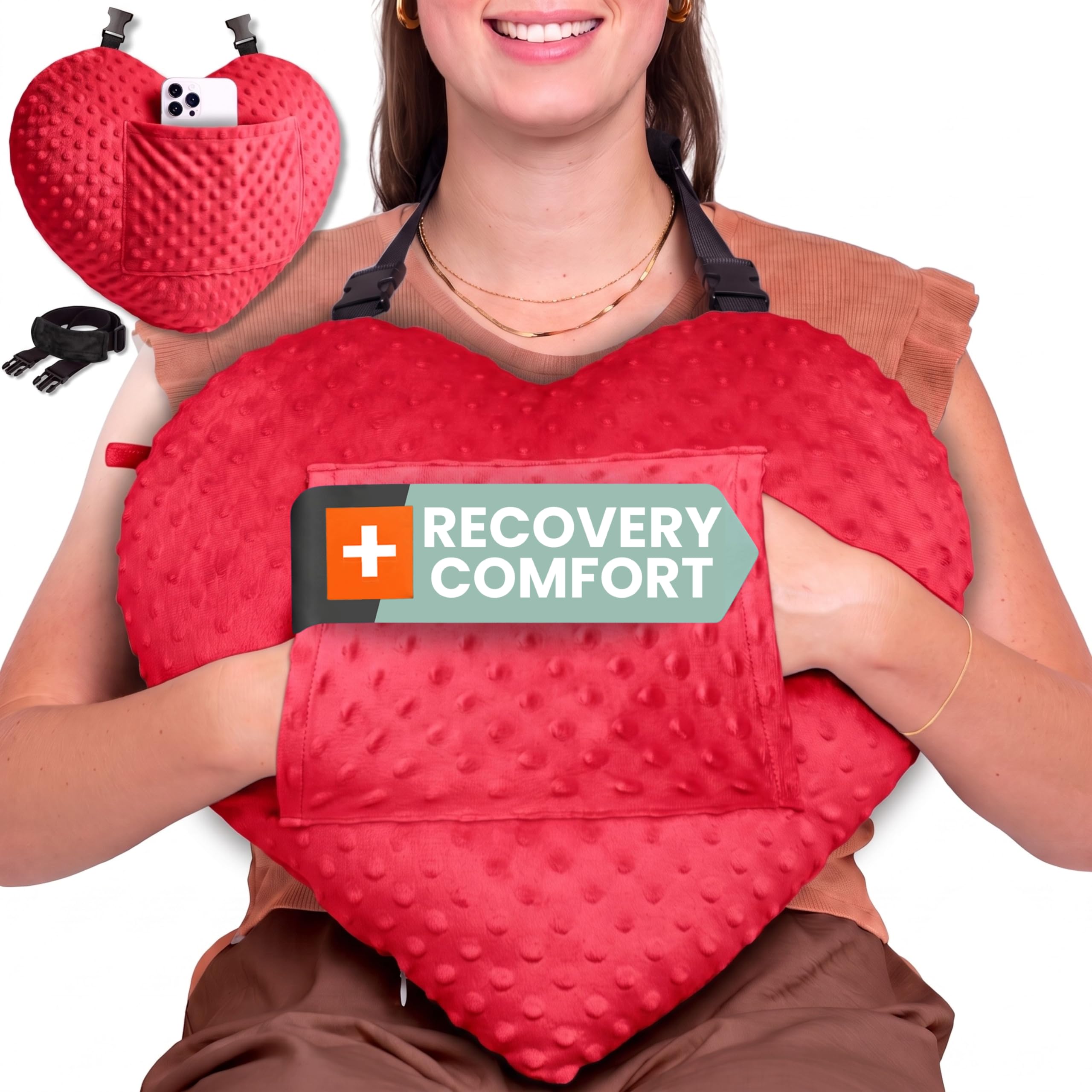 MOYOAMA Open Heart Surgery Pillow for Heart Surgery Recovery Gifts - After Bypass Surgery Must Haves, Gifts for Chest Surgery Recovery, Seatbelt Pillows for Post-Surgery, Shock Absorbing Chest Pillow