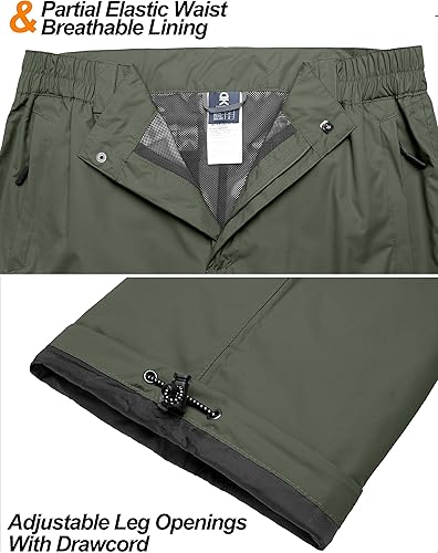 Miniatura 6 de Little Donkey Andy Pantalones de lluvia ligeros e impermeables para hombre, pantalones de senderismo transpirables para pesca al aire libre