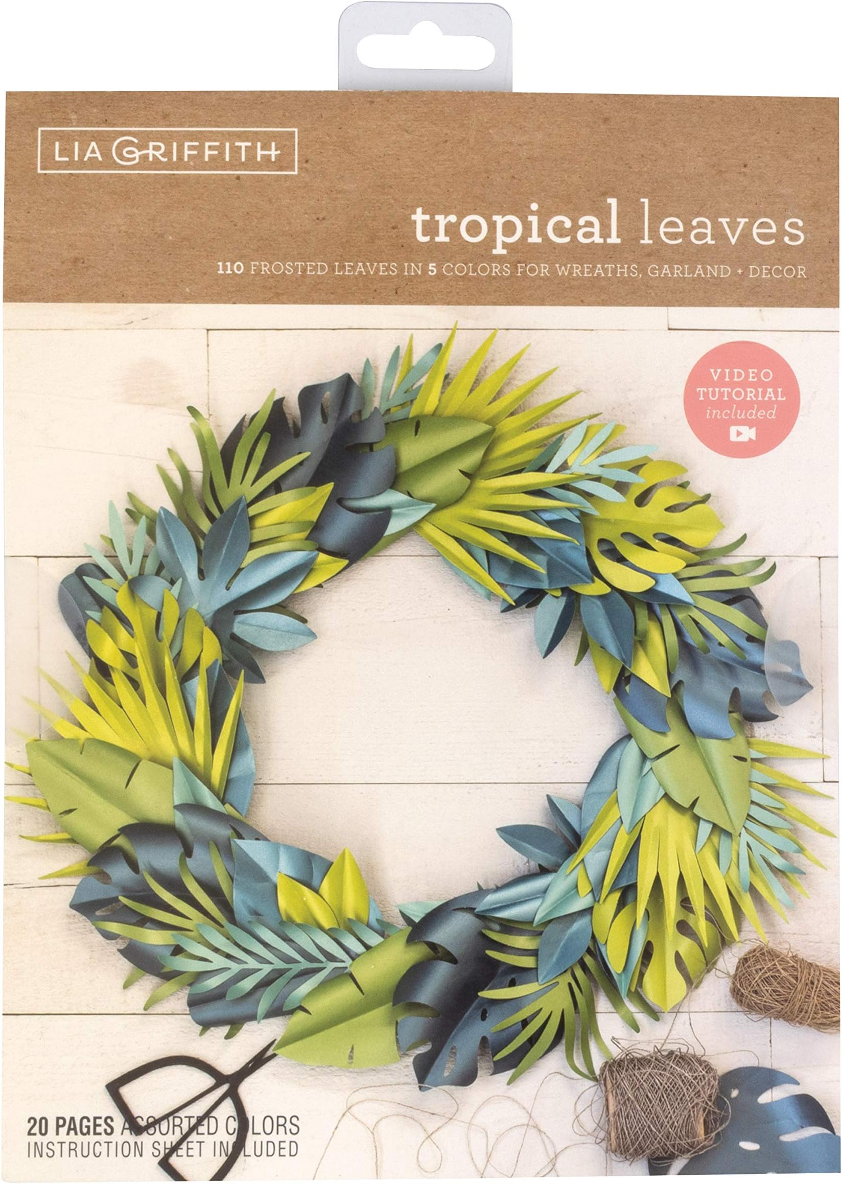 Lia Griffith Frosted Paper Tropical Leaves, 8.5" x 11", Colors May Vary 20 Count
