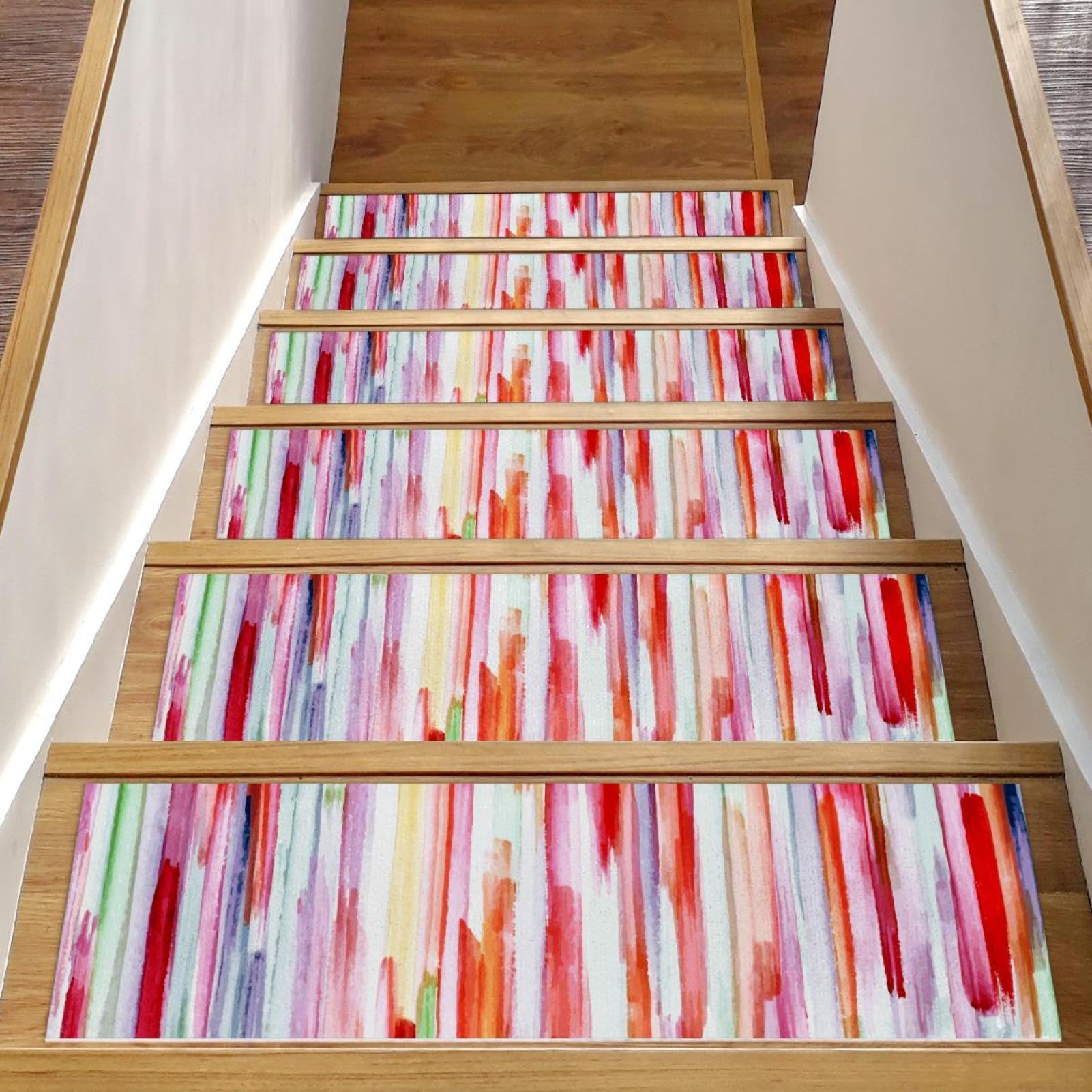 Peldaños de escalera para perros y niños con diseño moderno de líneas de acuarela, 15 piezas