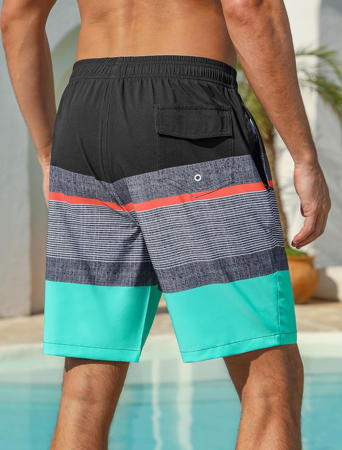 SILKWORLD Mens Swim Trunks with Compression Liner 2 in 1 Quick Dry Bathing Suit No-Chafing Beach Shorts with Zipper Pockets