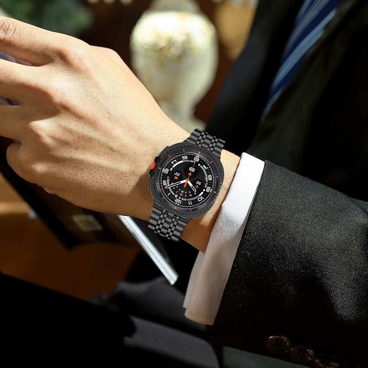 Metal Band Compatible with Samsung Galaxy Watch 8 40mm 44mm/8 Classic 46mm Band Men Women, Titanium Stainless Steel Chain Strap with Folding Clasp for Galaxy Watch 8 Bands - Image 6