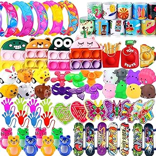 Dilycery 60 PCS Party Favors Toys for Kids, Treasure Box Toys for Classroom, Pop Fidget Toys Treasure Chest for Kids Prizes Classroom, Bulk Pinata Stuffers Goodie Bag Fillers for Kids 4-8