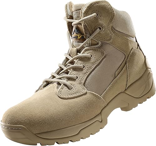 Vista 6 de NORTIV 8 - Botas tácticas de trabajo tipo militar para hombre, para senderismo, motociclismo y combate