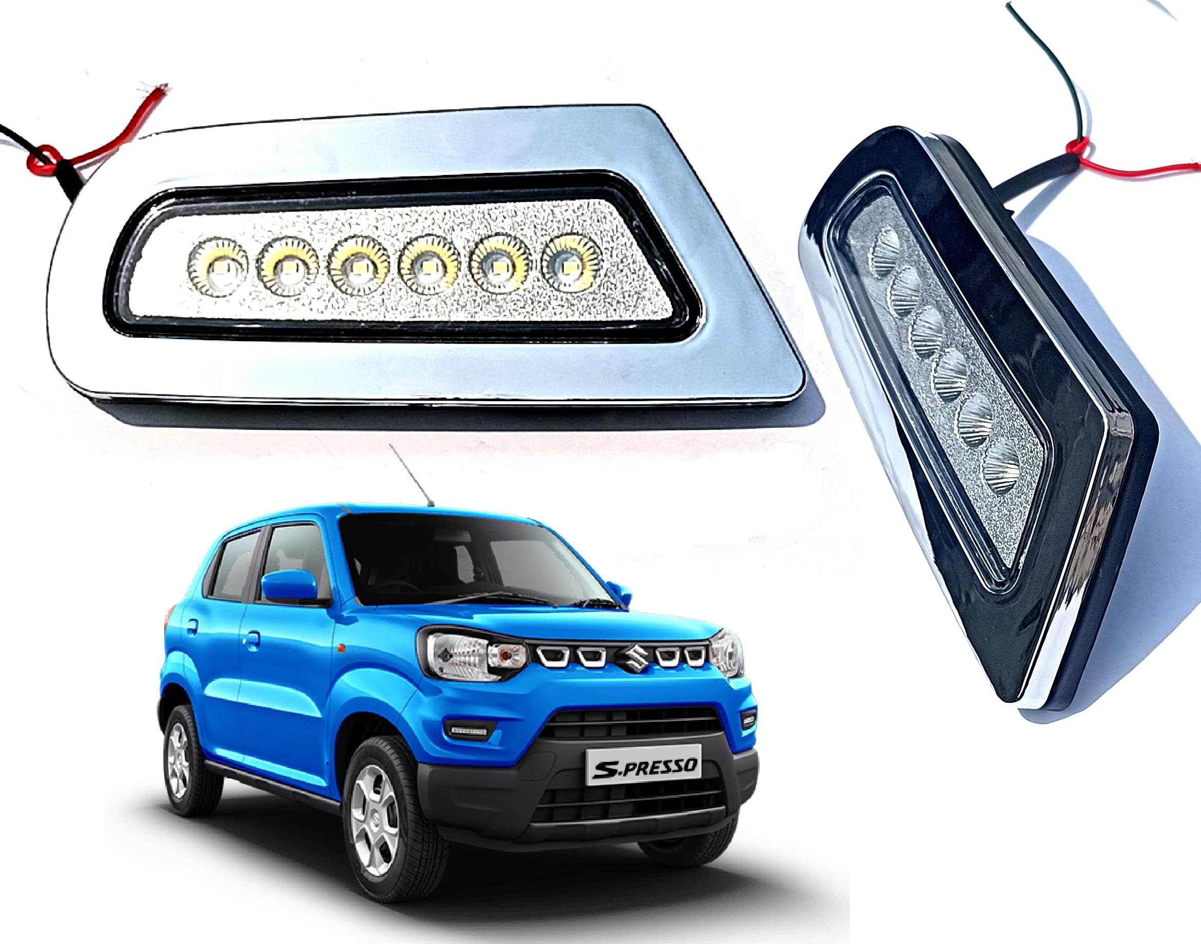 Auto Pearl Car Fog Lamp Light without Wiring Kit and Switch For -S Presso (Set of 2)-image-11