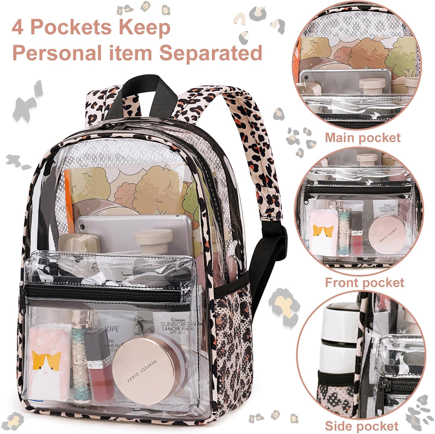 BTOOP Clear Mini Backpack for Stadium Events 12x12x6 Small Transparent Backpacks Plastic See Through Clear Bag for Concerts Work Festival Security Travel - Image 2