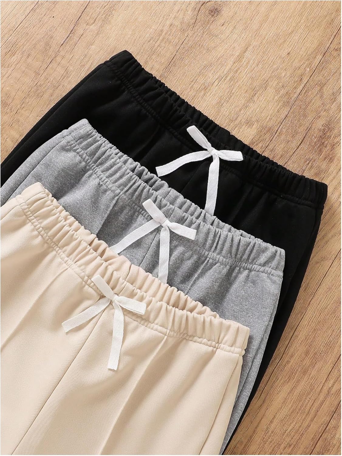 Girl's 3 Packs Flare Leg Sweatpants Bowknot Elastic Waist Track Pants Sports Bell Bottoms - Image 5