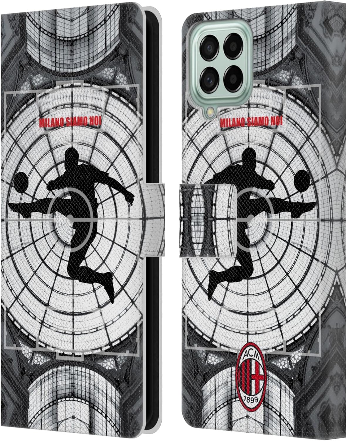 Head Case Designs Officially Licensed AC Milan Milano Siamo NOI Adults Leather Wallet Case Compatible with Samsung Galaxy M53 (2022)