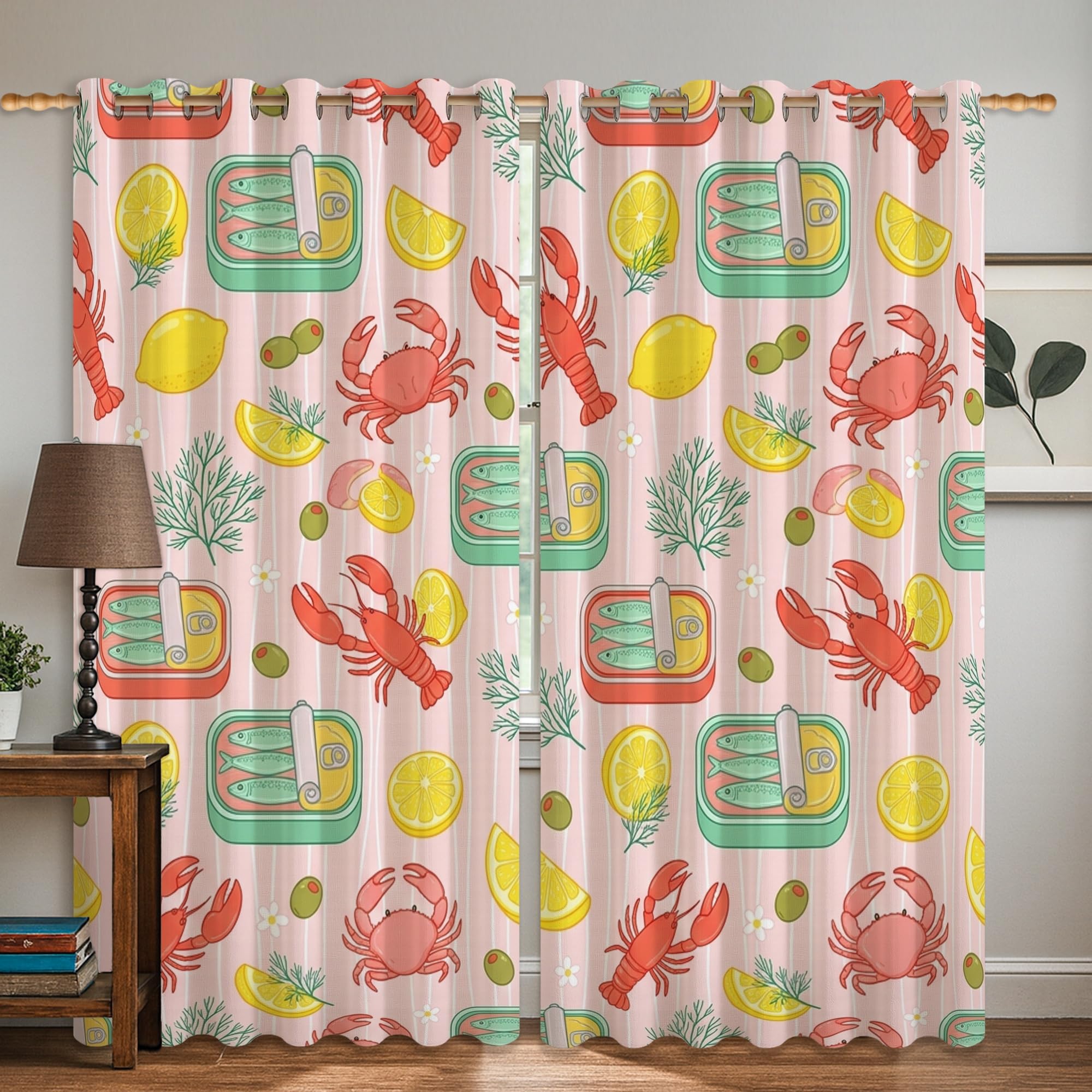 Rideaux occultants crabe 106x160cm vert olive pour fenêtre de chambre