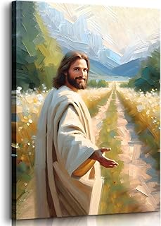 Jesus Christ Wall Art Modern inspiring spiritual Religious Canvas Jesus Painting Picture Wall Decor Motivational Bible Poster Print for Bedroom Church Living Room Home Decoration(12X16 in Canvas)