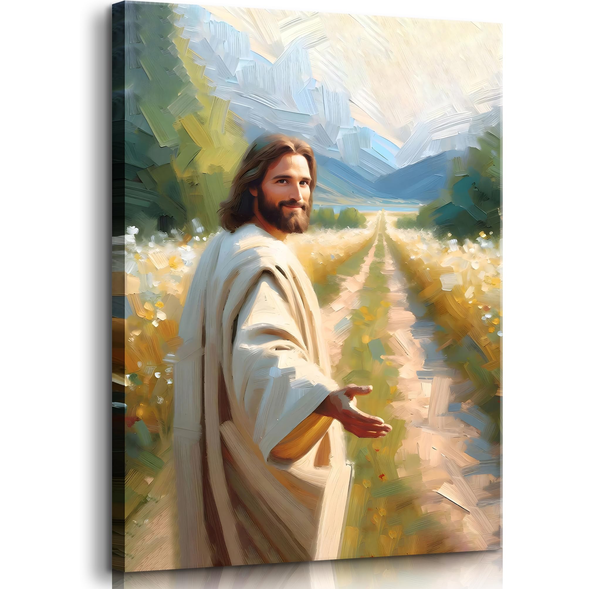 Jesus Christ Wall Art Modern inspiring spiritual Religious Canvas Jesus Painting Picture Wall Decor Motivational Bible Poster Print for Bedroom Church Living Room Home Decoration(12X16 in Canvas)