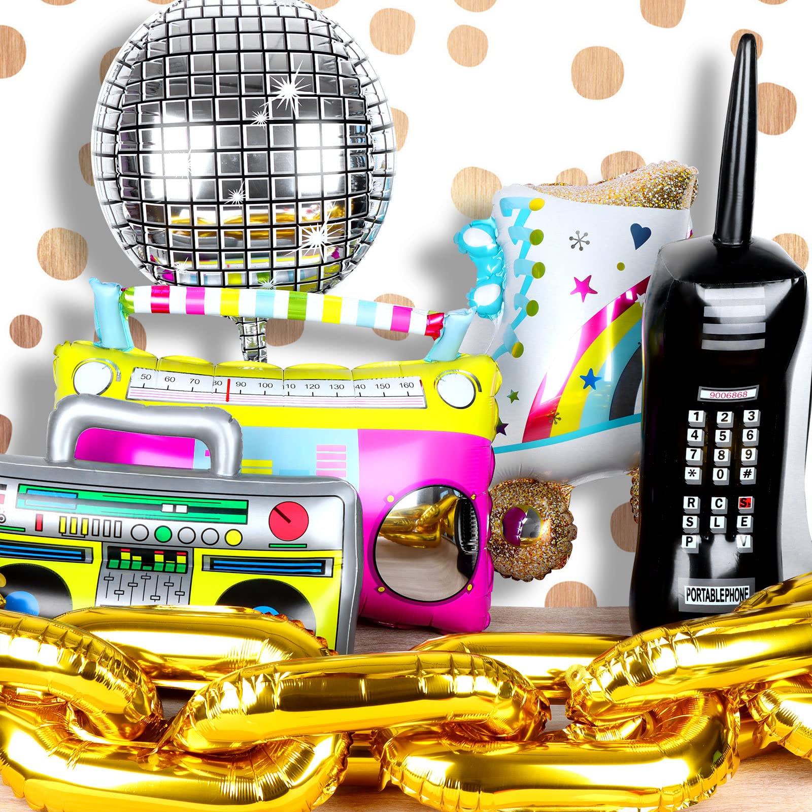 Kawailay 6 palloncini arcobaleno per pattini a rotelle anni 80 e 90 retrò per feste hip hop discoteca febbre a tema foil palloncini per compleanno danza matrimonio anniversario di laurea