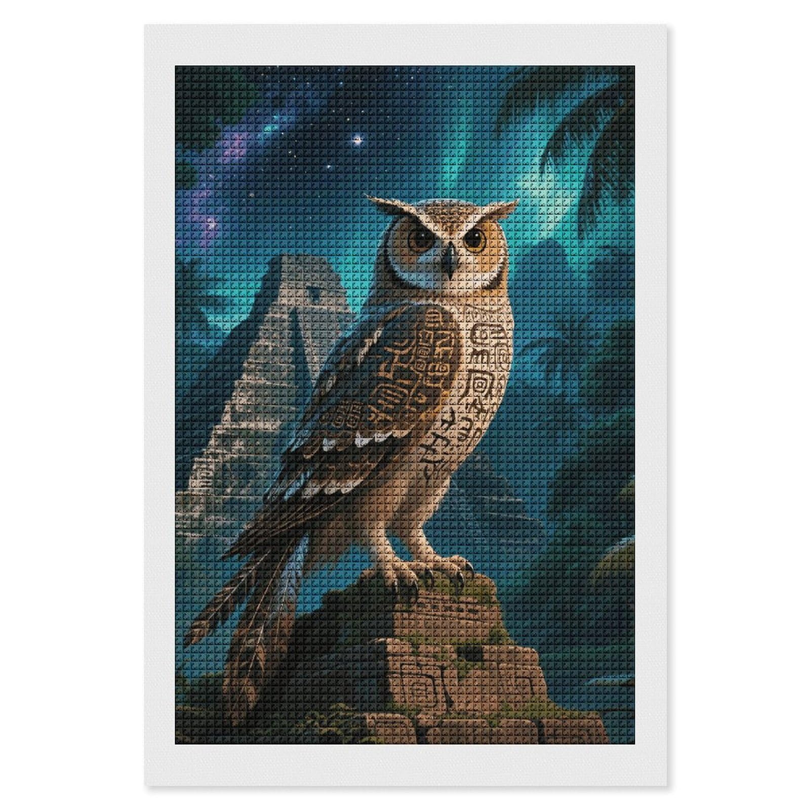 FodPand Maya Owl 5D Diamond Painting Kits for Adults Beginners Full Drill Square Diamond Dots Pictures Gem Art Supplies for Home Wall Room Decoration DIY Craft Set Gift 8X12