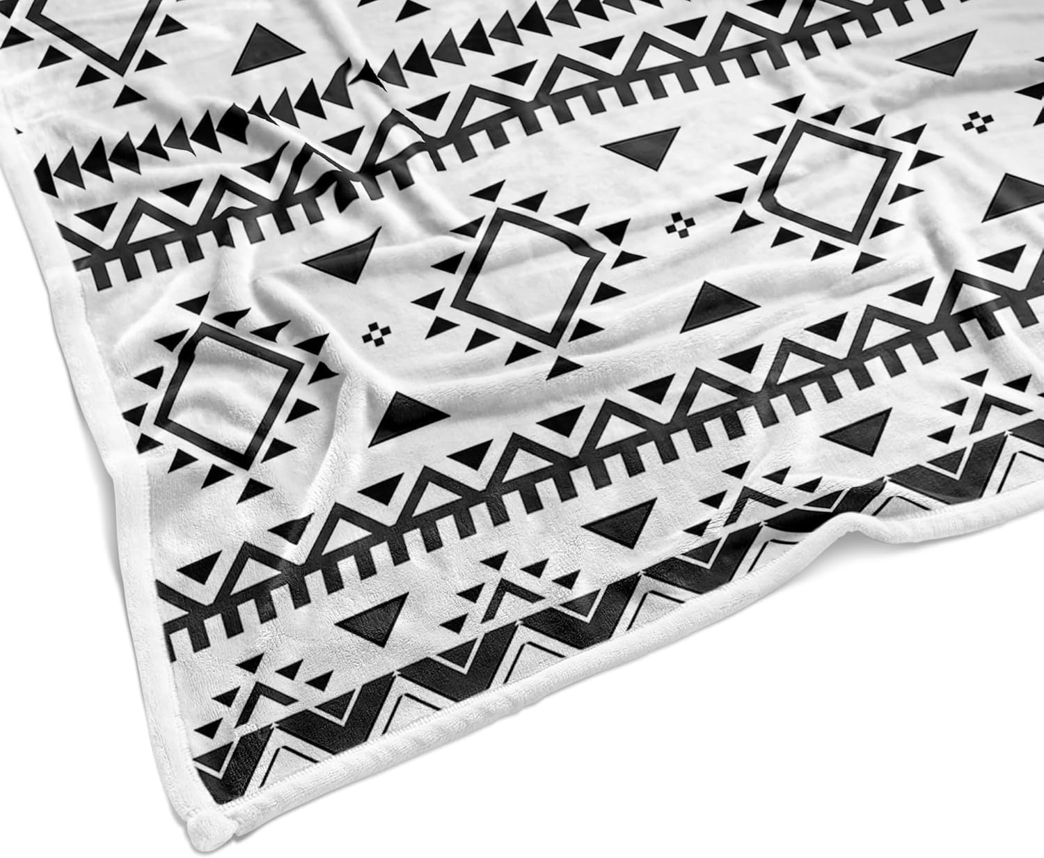 Boho Southwest Aztec Throw Blanket - Soft Black & White Navajo Flannel, 50x60in, Perfect for Couch, Bed, Chair, Living Room, Outdoor & Travel - Image 5
