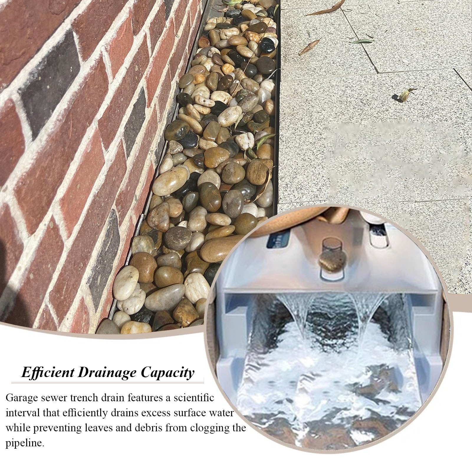 Ciężki podwójny odpływ kanałowy z plastikową kratką do dziedzińców, trawników i parków, 60 x 11 x 6 cm, zestaw płyt osłonowych do kanalizacji