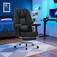 Vista 10 de VECELO Big and Tall Office Chair 400lbs, Mesh High Back Computer Chair with Foot Rest, Ergonomic Desk Chair with Lumbar Support and Armrest, Black