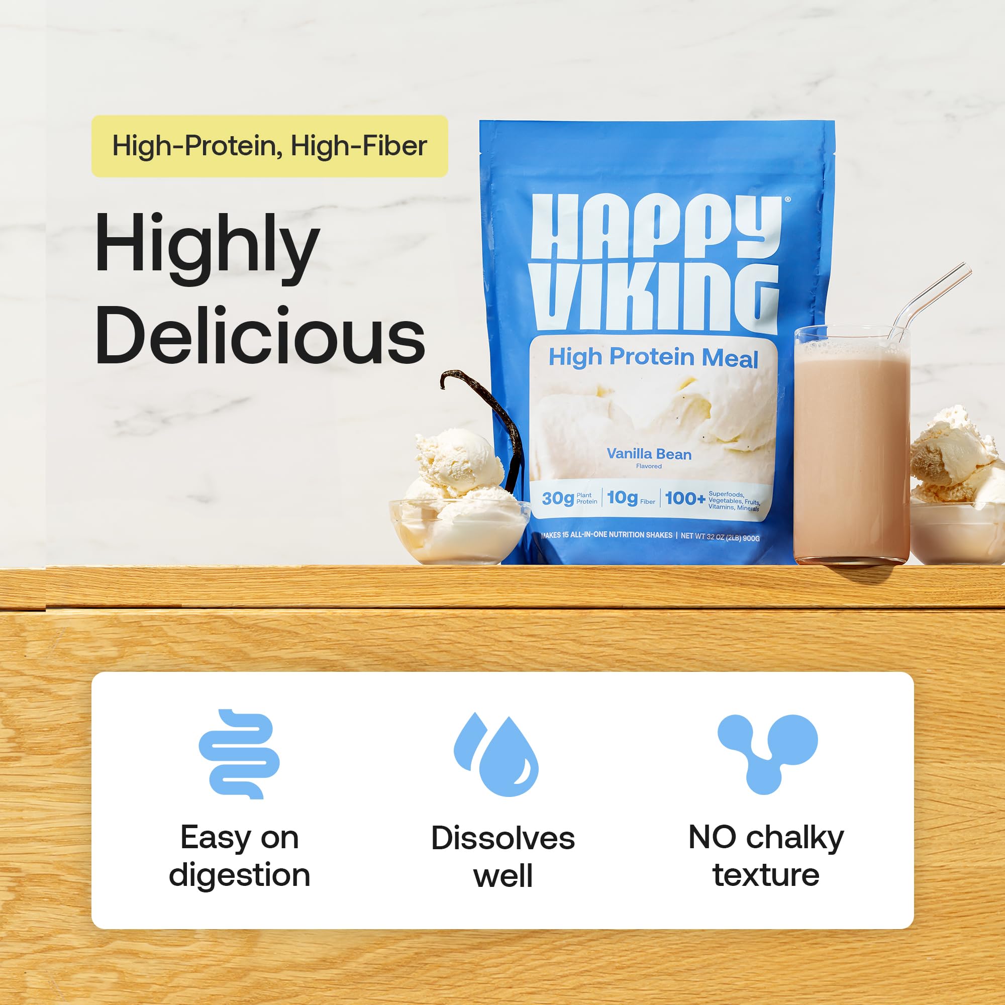 Happy Viking Plant-Based Vegan Protein Powder +100 Superfoods - Vanilla — Amazon image 2