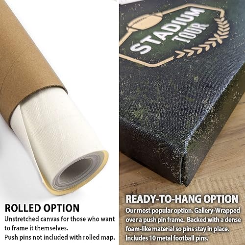 Miniatura 7 de Holy Cow Canvas Personalized Canvas Football Stadium Map Tracker with Pins, Football Stadium Map with Push Pins, Customized Football Gift, Push Pin