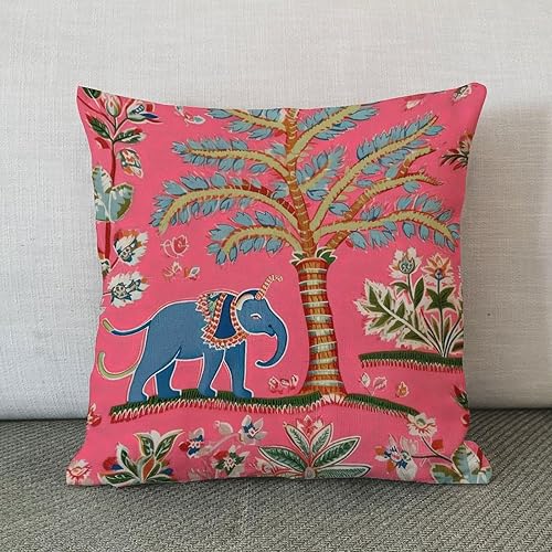 Miniatura 2 de Chinoiserie Goa - Fundas de almohada de elefante primitivo de flora y fauna asiática, funda de almohada colorida, funda de cojín de animales para