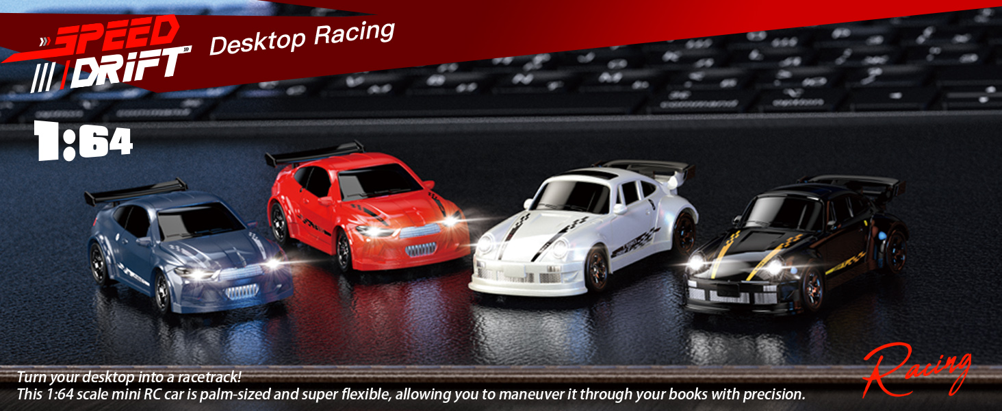 Hylukon 1:64 Scale Mini RC Drift Car, 2.4GHz 4WD Desktop RC Drift