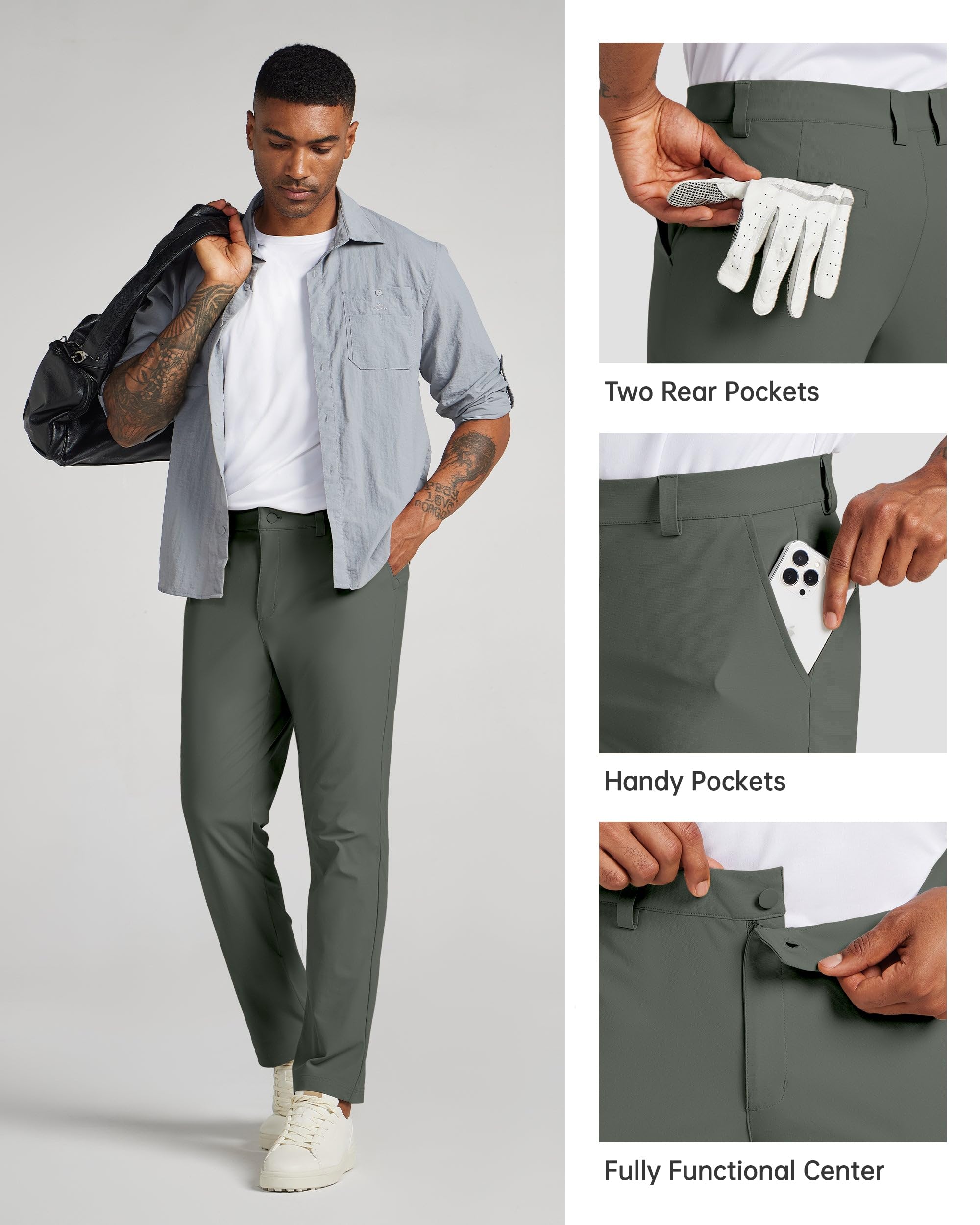 WILLIT Pantalon de golf extensible pour homme - Séchage rapide - Pantalon de travail - Pantalon de bureau décontracté avec 4 poches - 76,2 cm/81,3 cm/86,4 cm