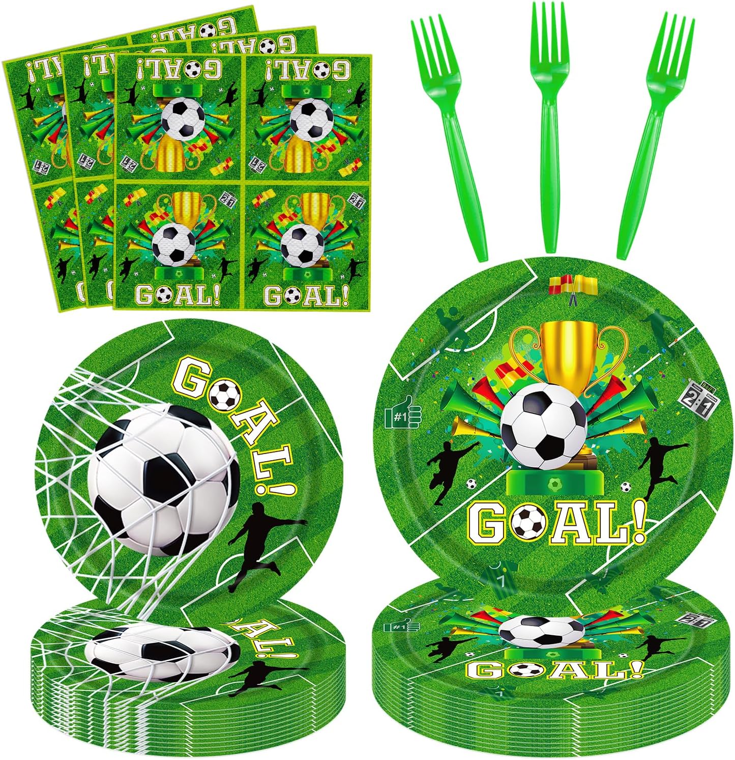 160 Pack Soccer Party Supplies Sports Theme Birthday Decorations Soccer Party Plates, Napkins,forks Set Soccer Theme Set for Boys Sports Theme Birthday Decorations Serves 40 Guests