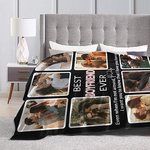 Miniatura 5 de Manta personalizada con collage de fotos, para hermana, amiga, madre, padre, familia, mascotas, parejas, en Navidad, cumpleaños, aniversario, regalo