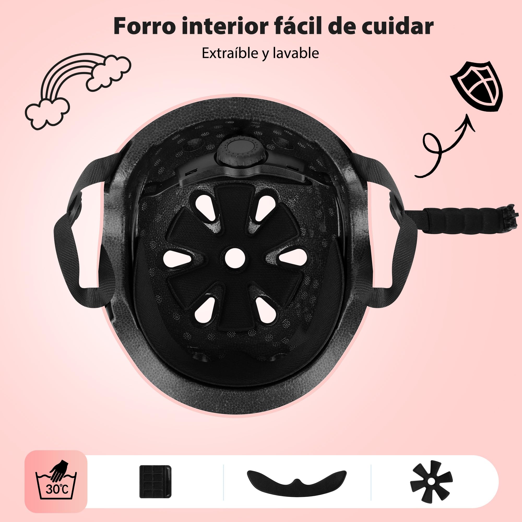 Kids Protector Set, Rodilleras, Coderas y muñequeras, Equipo de protección para patinetes, Patines en línea, monopatines y Bicicletas, Transpirable, Ligero, S (2-6 años) & M (6-14 años)