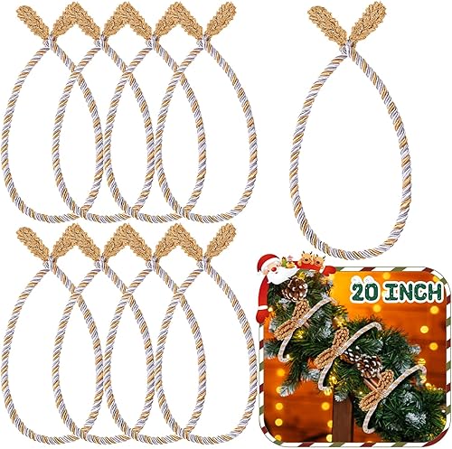 Miniatura 85 de Guirnalda de Navidad de 20 pulgadas, lazos decorativos de Navidad para barandilla, lazos giratorios reutilizables y flexibles para Navidad