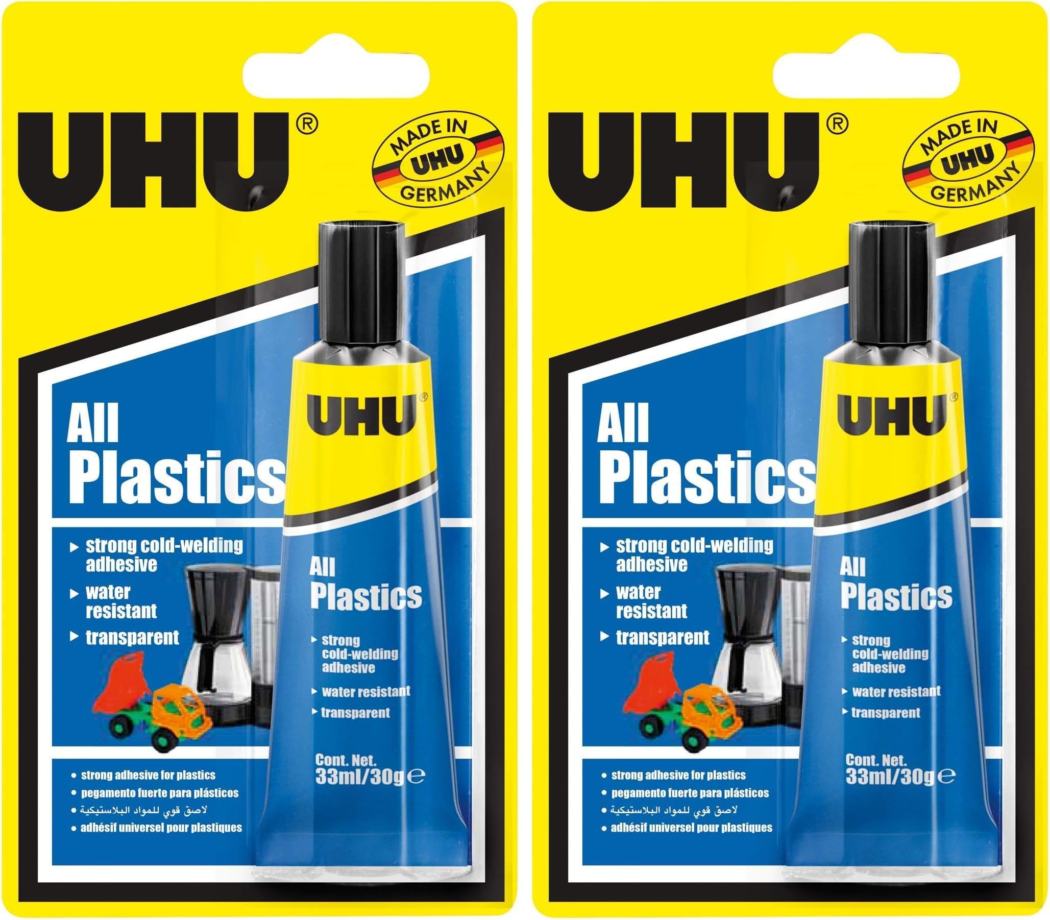 Uhu All Plastics Adhesive, Special Repair And Model Making Glue, 33 Ml, Tube, Transparent