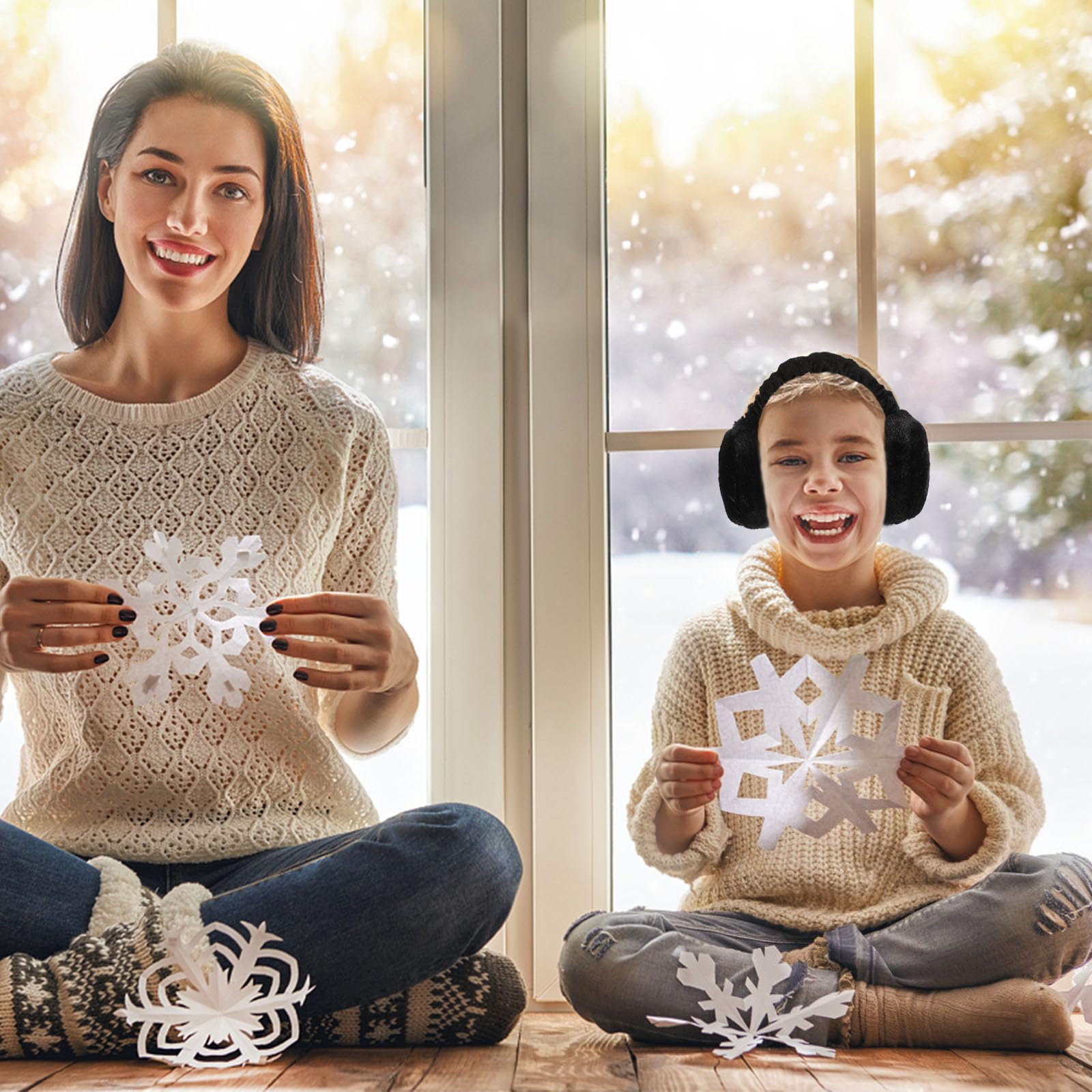 BESTonZON Orejeras de Invierno Cálidas y Plegables de Poliéster para Mujer y Hombre, Pack de 2 Piezas, Protección Viento y Frío