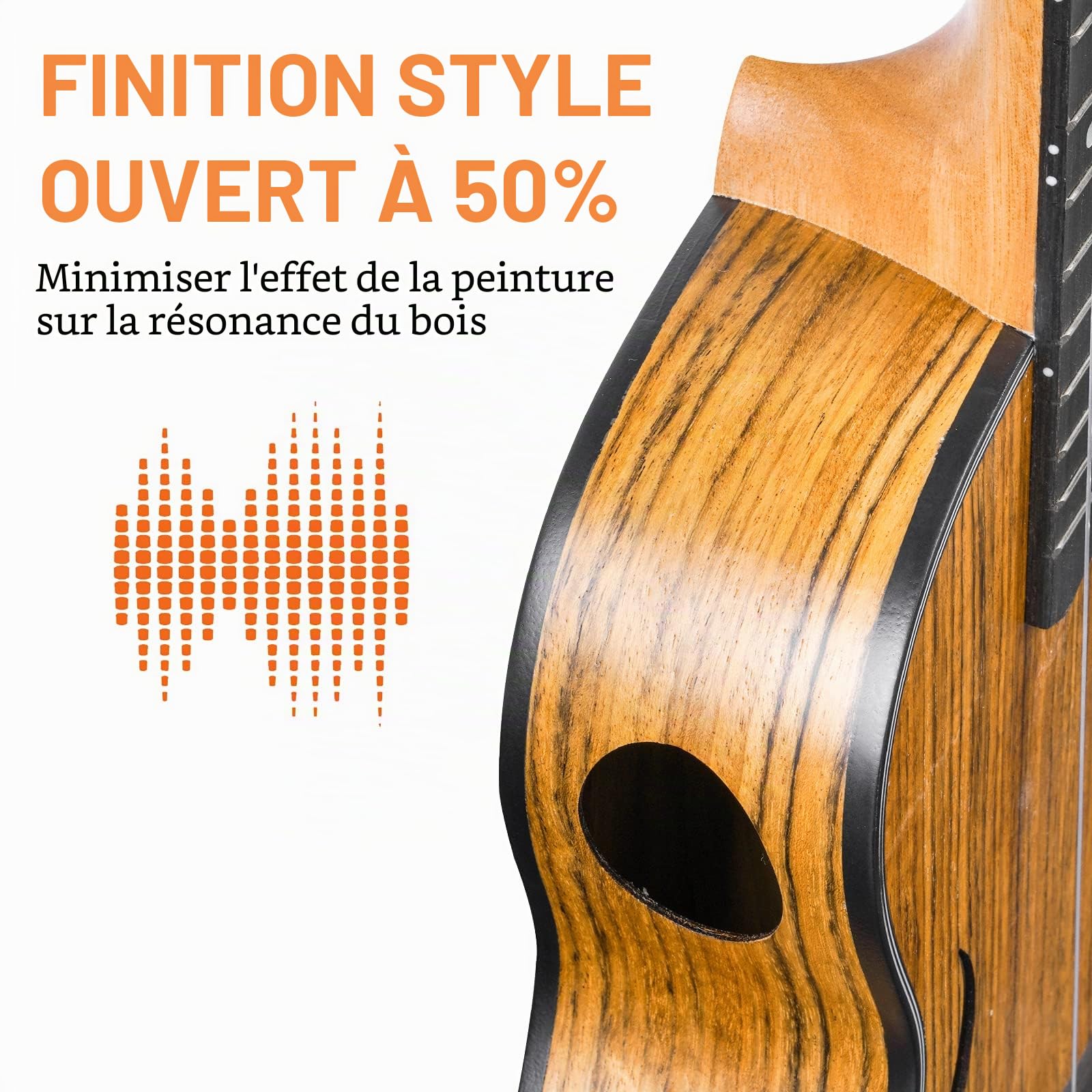 Vangoa 23 pouces Ukulélé de Concert Bois de Noyer Hawaii Ukulélé Acoustique pour Débutants Adultes avec Sac, Naturel