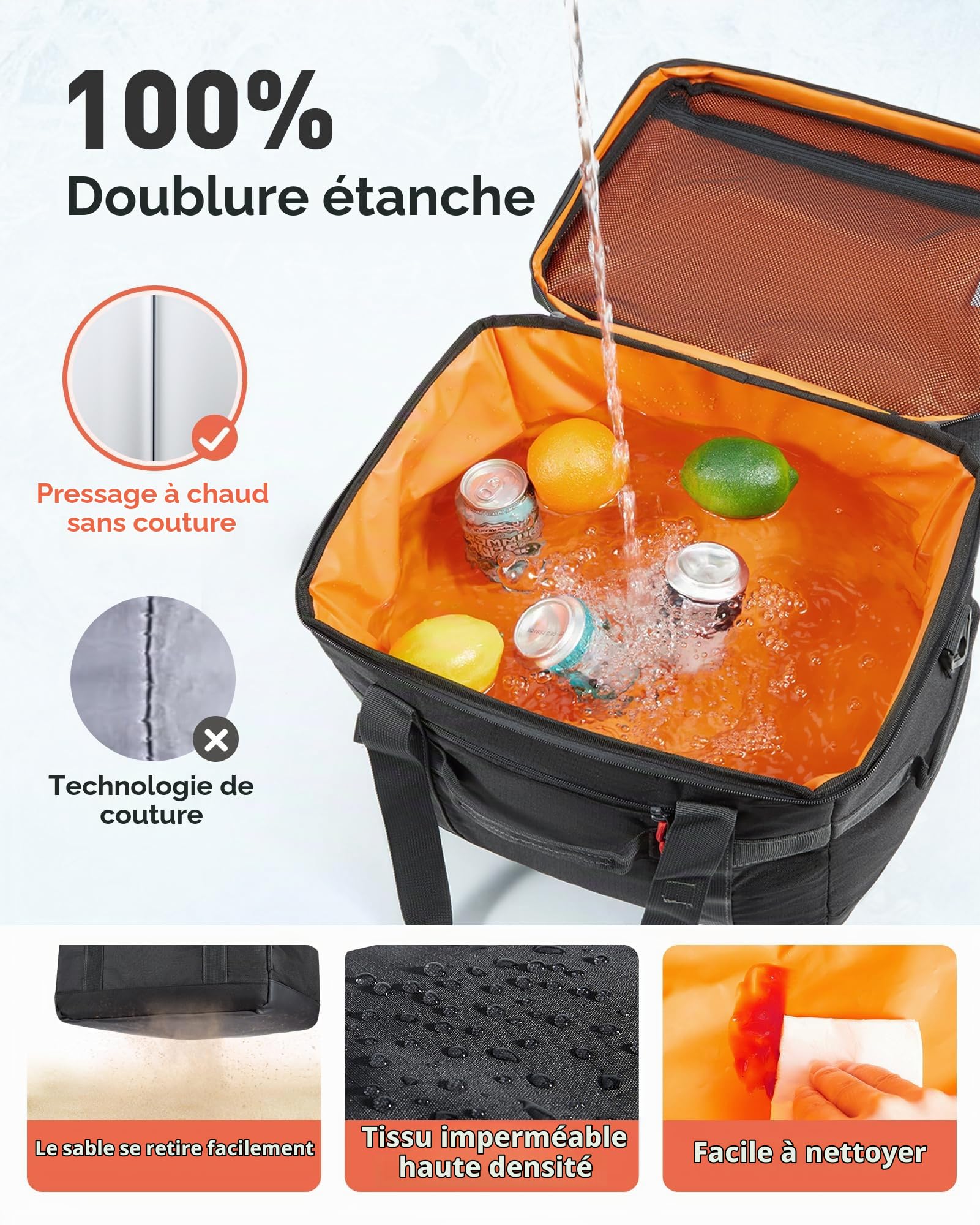 TOURIT Sac Isotherme Glacière Souple de Grande capacité de 40 canettes Refroidisseurs de déjeuner 32L pour Pique-Nique, Plage, Travail, Camping, Voyage
